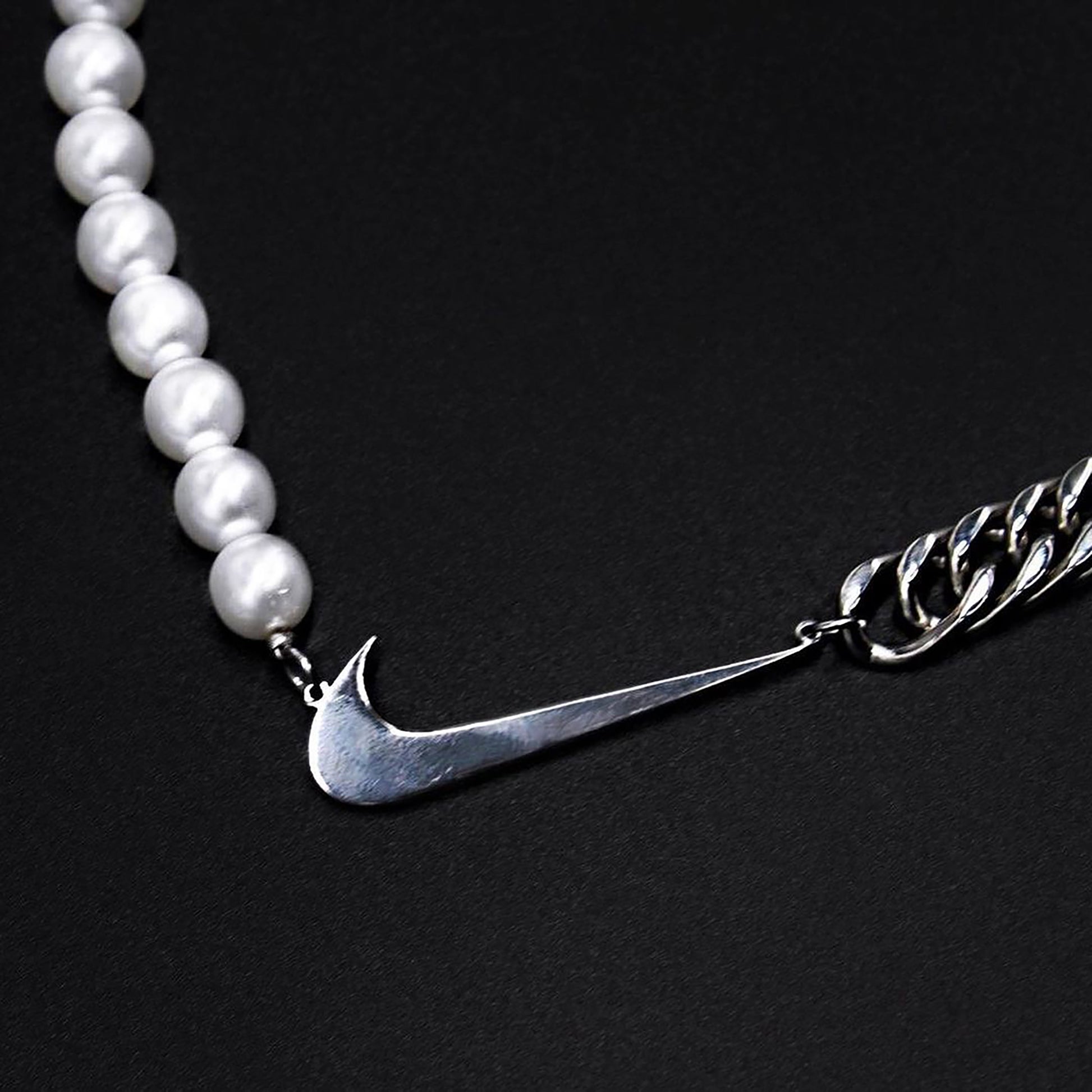 Silver cheap swoosh necklace
